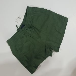 J.Crew Olive Green Linen Viscose Drawstring Pocketed Shorts